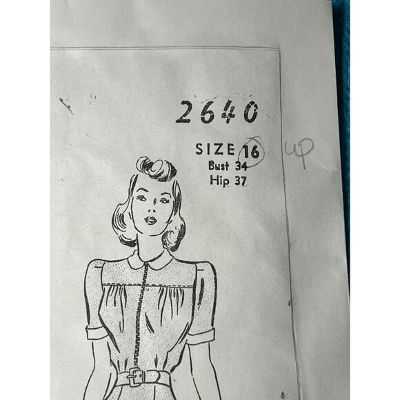 Advance pattern 2640 Dress 1940s fit and flare peplum size 16 - Picture 2 of 5